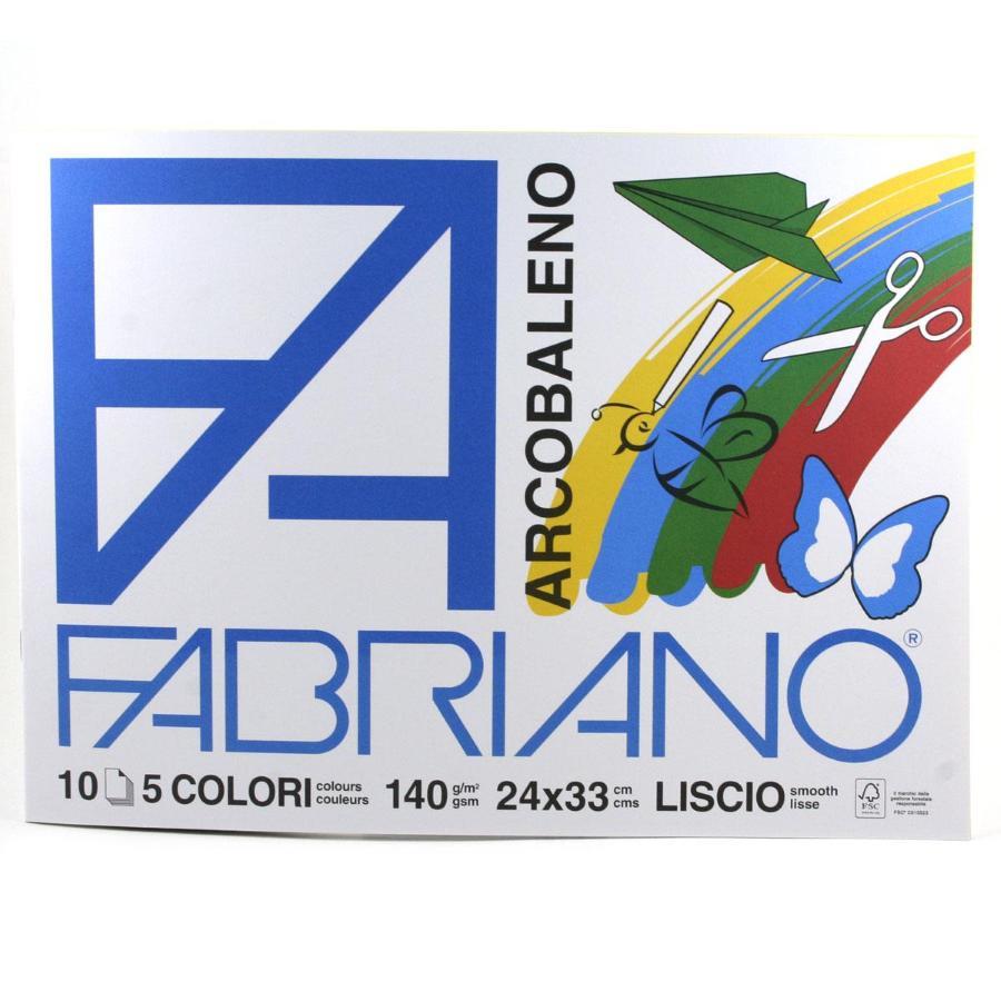 Fabriano ARCOBALENO - Album da disegno 140g 10 fogli colorati