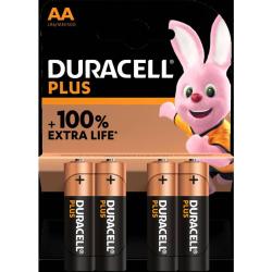 Batterie alcaline Duracell Plus100 Stilo AA - MN1500 - blister da 4 pile