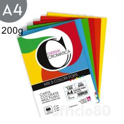 Cartoncini colorata A4 colori forti 5 colori assortiti in 100 fogli da 200 grammi