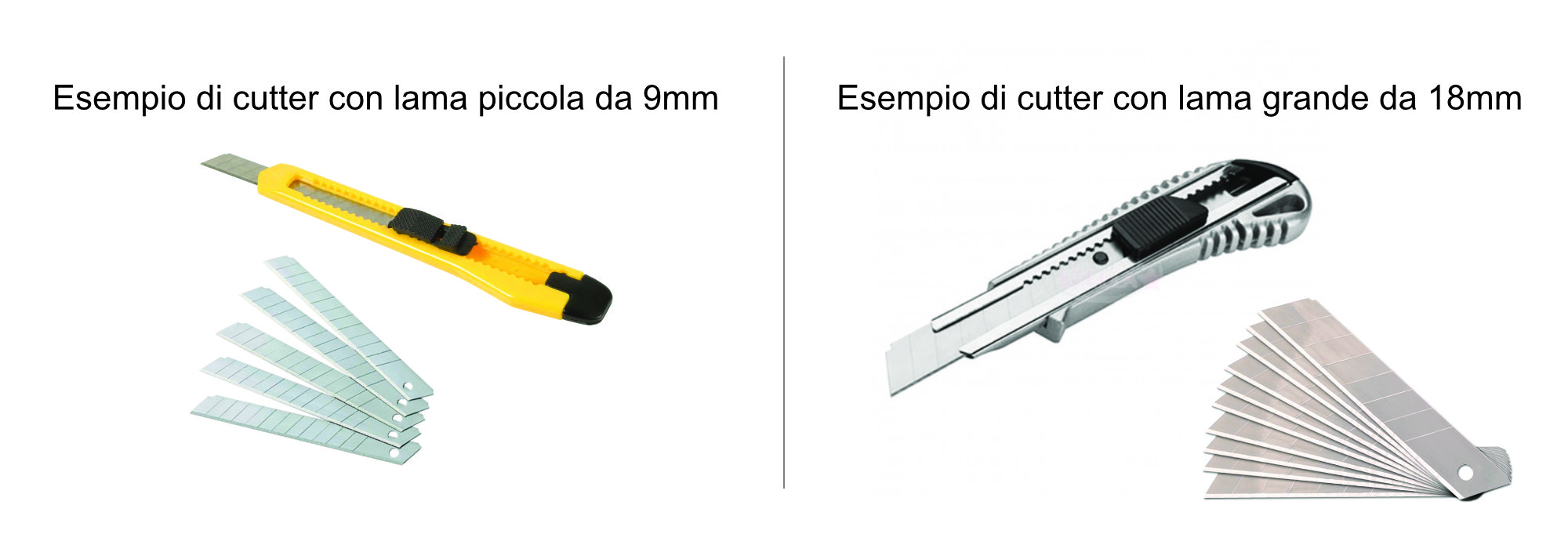 Lame per taglierino altezza 9mm - ricambio per cutter Piccoli (10pz)