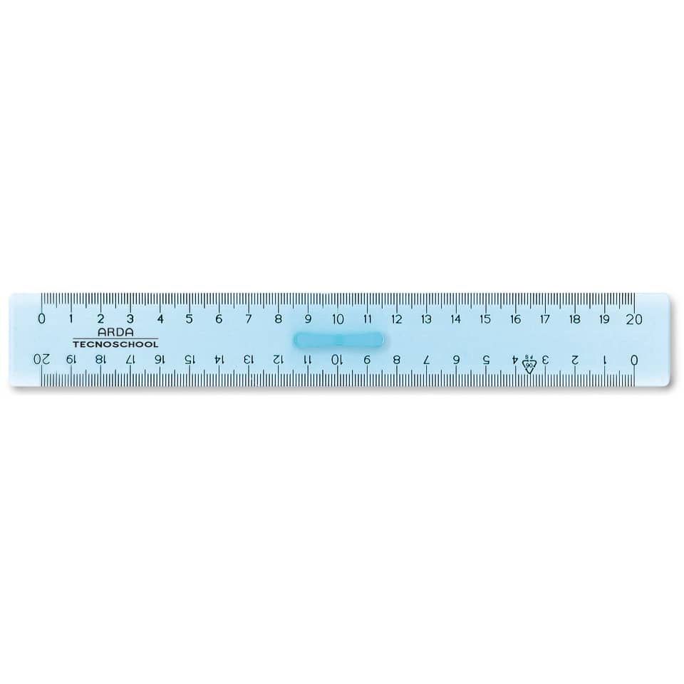 Righello 20 cm - Doppio Decimetro azzurro trasparente